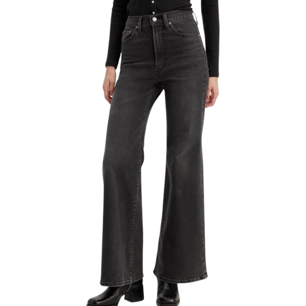 New Levi’s Wide Leg Ribcage Bell Bottom Jeans – Size 29 x 32, Grey Black